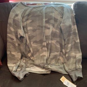 Camo knot twist sweater